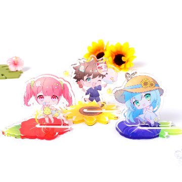 【カタチいろいろ3個セット】フラワーアクリル台座　ひまわり/あさがお/ハイビスカスの画像