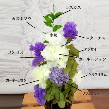 プリザーブドフラワー 仏花 線香 供花 喪中はがき お供え 花 ブリザードフラワー お悔やみ おしゃれ お供え花 一周忌 仏壇 喪中 送料無料の画像