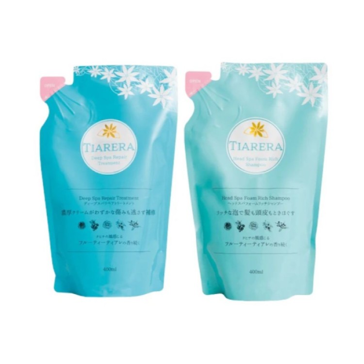 TIARERA(ティアレラ) ヘッドスパフォームリッチシャンプー&ディープスパリペアトリートメント 詰め替え用【各400ml 】シャンプー トリートメント セット コンディショナー リンス ヘアケア の画像