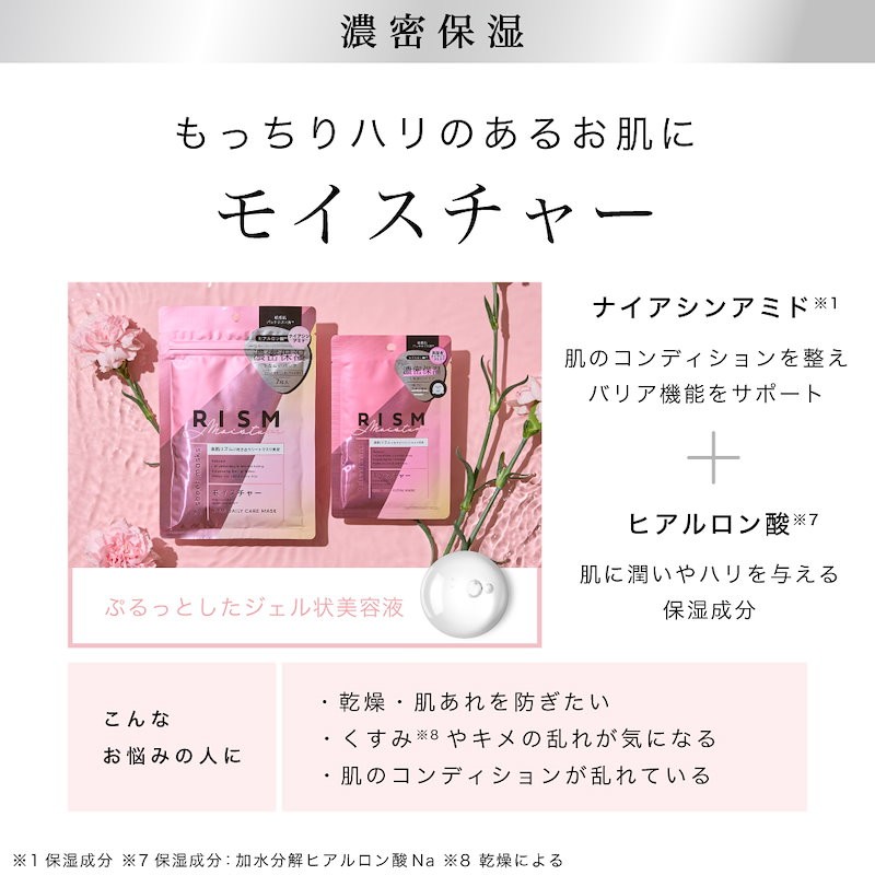 選べる3点！RISM リズム デイリーケアマスク 各種7枚入り 全8種 スキンケア シートマスク フェイスパック 角質ケア ビタミンC 日焼けケア 敏感肌 オールインワンマスク 送料無料 ポスト投函の画像