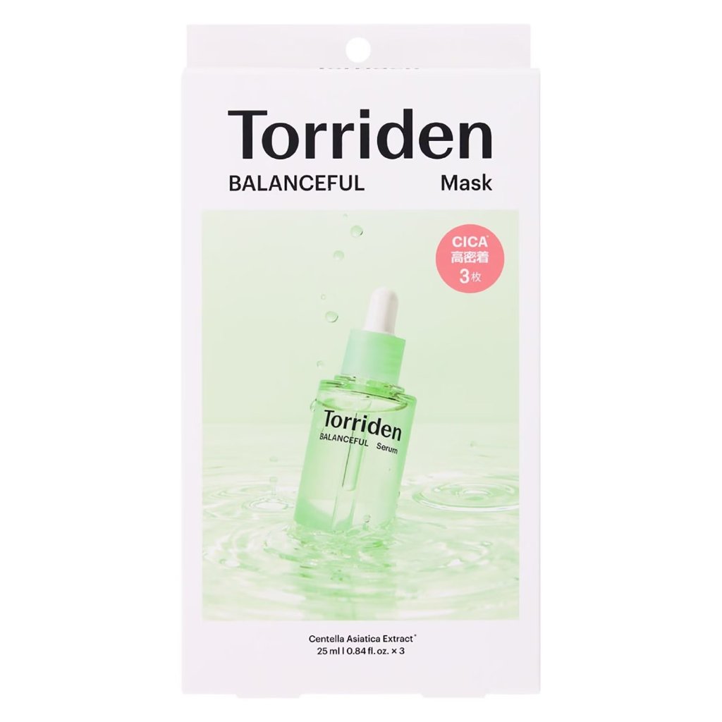 Torriden（トリデン） バランスフルシカマスク 3枚入 CICA シートマスク 皮脂 鎮静 スキンケア 無着色 無香料 正規品 保湿 乾燥肌 揺らぎ肌 ヴィーガン処方 低刺激 敏感肌 の画像
