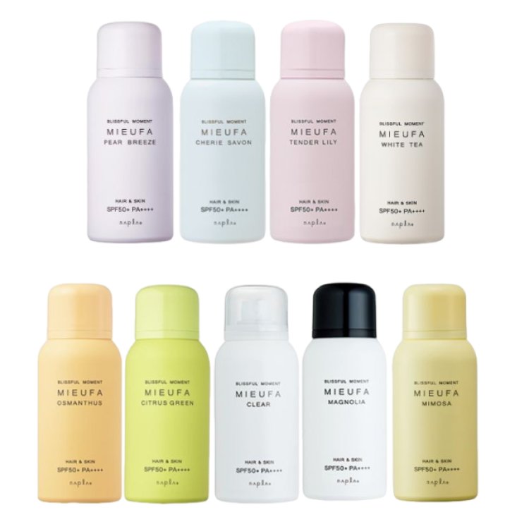ミーファ フレグランスUVスプレー【選べる3本セット】各80g 全9種 日焼け止め 紫外線カット SPF50+ PA++++ ヘアフレグランスの画像