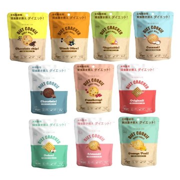 全10袋セット！ミョンラボ ダイエットクラッカー&クッキー(45g) 全10種 ダイエットスナック 米粉 全粒粉 置き換え おやつ お菓子 満腹感 食物繊維 ビタミン ミネラル 栄養素の画像
