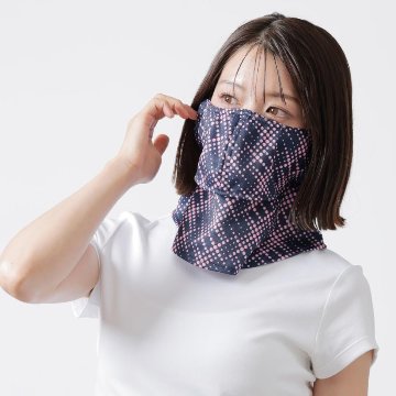 ヤケーヌ 爽クール ネオン スナップボタン留め UVカット フェイスカバー マスクの画像