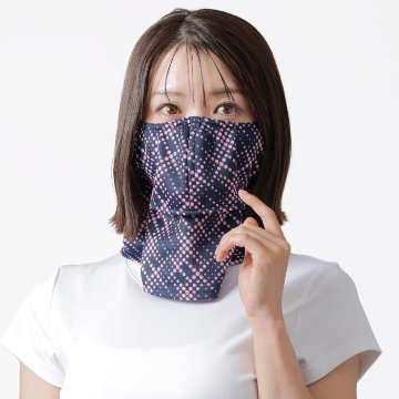 ヤケーヌ 爽クール ネオン スナップボタン留め UVカット フェイスカバー マスクの画像