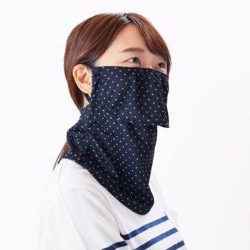 ヤケーヌ ピンドット 面ファスナー留め UVカット フェイスカバー マスクの画像