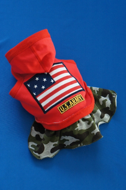 ワッペン付き星条旗パーカー+迷彩フレアースカート　ワッペンの文字をお名前に変更可能！の画像