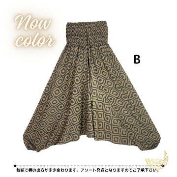 サルエルパンツ　タイパンツ　レーヨン　ヨガ　サロペット2Way　男女兼用　お部屋着　パジャマ　【310柄】　の画像