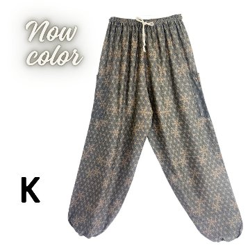 アラジンパンツ　タイパンツ　レーヨン　部屋着　ヨガ　タイマッサージ　男女兼用　ウエスト2タイプ　【和柄】の画像