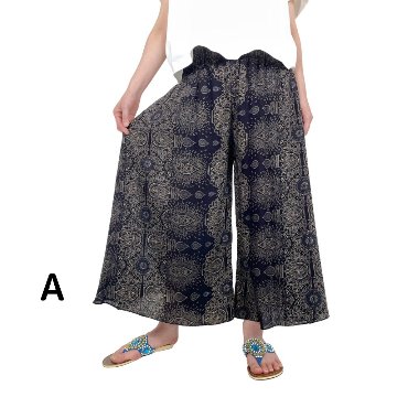 レーヨン　ワイドパンツ　ガウチョパンツ　90cm丈の画像