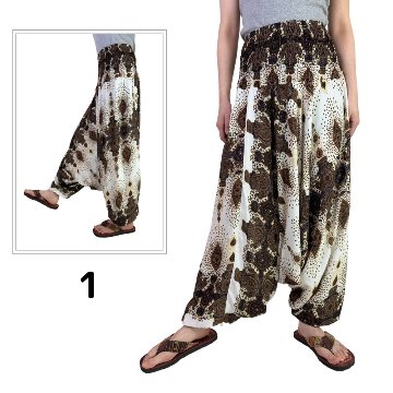 サルエルパンツ　タイパンツ　レーヨン　ヨガ　タイマッサージ　お部屋着　男女兼用　【V柄】の画像