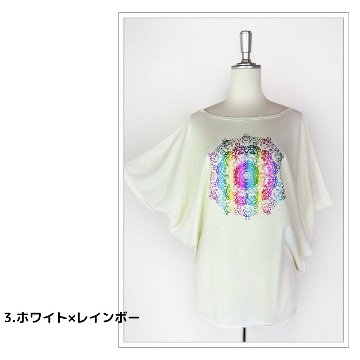 Tシャツ　ドルマン袖　夏　薄手　涼しい　ラメプリント　曼荼羅柄の画像