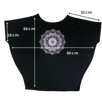 Tシャツ　ドルマン袖　夏　薄手　涼しい　ラメプリント　曼荼羅柄の画像