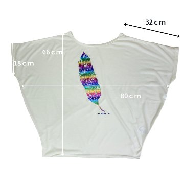 Tシャツ　ドルマン袖　夏　薄手　涼しい　ラメプリント　羽根柄の画像