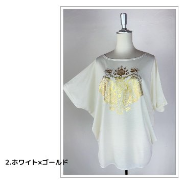 Tシャツ　ドルマン袖　夏　薄手　涼しい　ラメプリント　象柄の画像