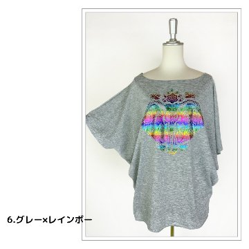 Tシャツ　ドルマン袖　夏　薄手　涼しい　ラメプリント　象柄の画像
