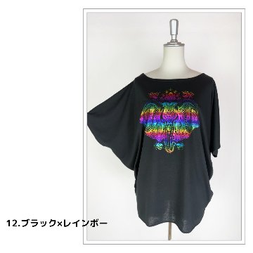 Tシャツ　ドルマン袖　夏　薄手　涼しい　ラメプリント　象柄の画像