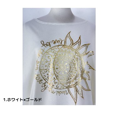 Tシャツ　ドルマン袖　夏　薄手　涼しい　ラメプリント　太陽と月柄の画像