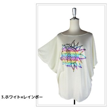 Tシャツ　ドルマン袖　夏　薄手　涼しい　ラメプリント　太陽と月柄の画像