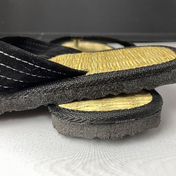 い草サンダル　和風　和装　ルームサンダル　スリッパ　軽量　鼻緒タイプ　 ナチュラル×ブラックの画像