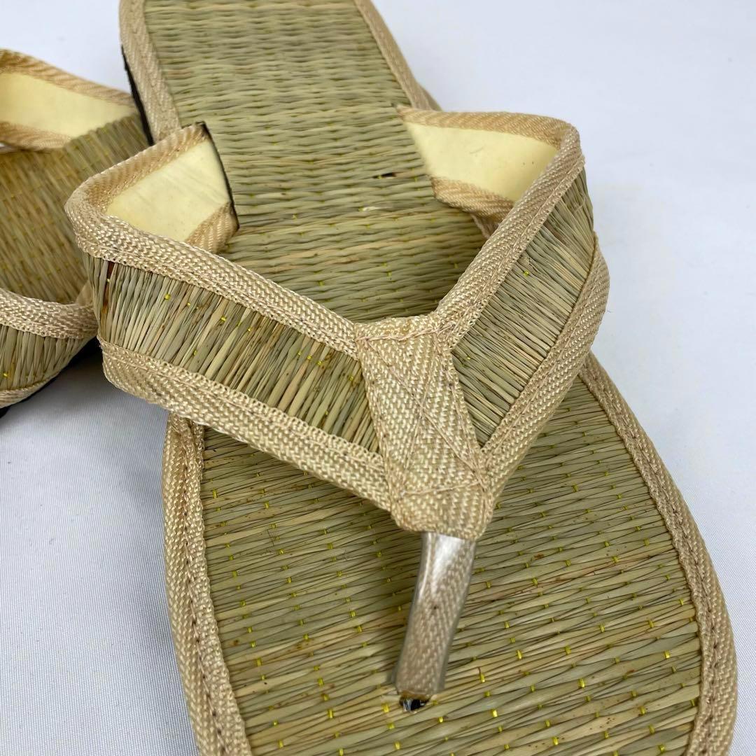い草サンダル　和風　和装　ルームサンダル　スリッパ　軽量　鼻緒タイプ【ナチュラル】の画像