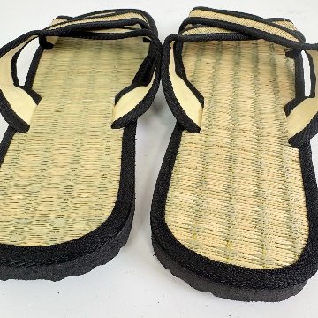 い草サンダル　和風　和装　ルームサンダル　スリッパ　　軽量　スリッポンタイプ　【ナチュラル×ブラック】の画像