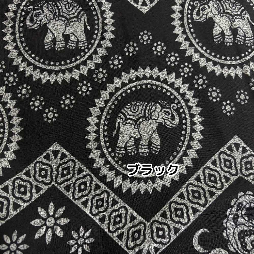 アラジンパンツ　タイパンツ　ウエストゴムヒモ　お部屋着　タイマッサージ　ヨガ　パジャマ　ゆったり　【象R柄】の画像
