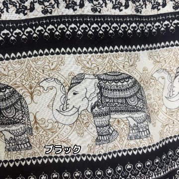 アラジンパンツ　タイパンツ　ウエストゴムヒモ　お部屋着　タイマッサージ　ヨガ　パジャマ　ゆったり　XLサイズ　【象T柄】の画像