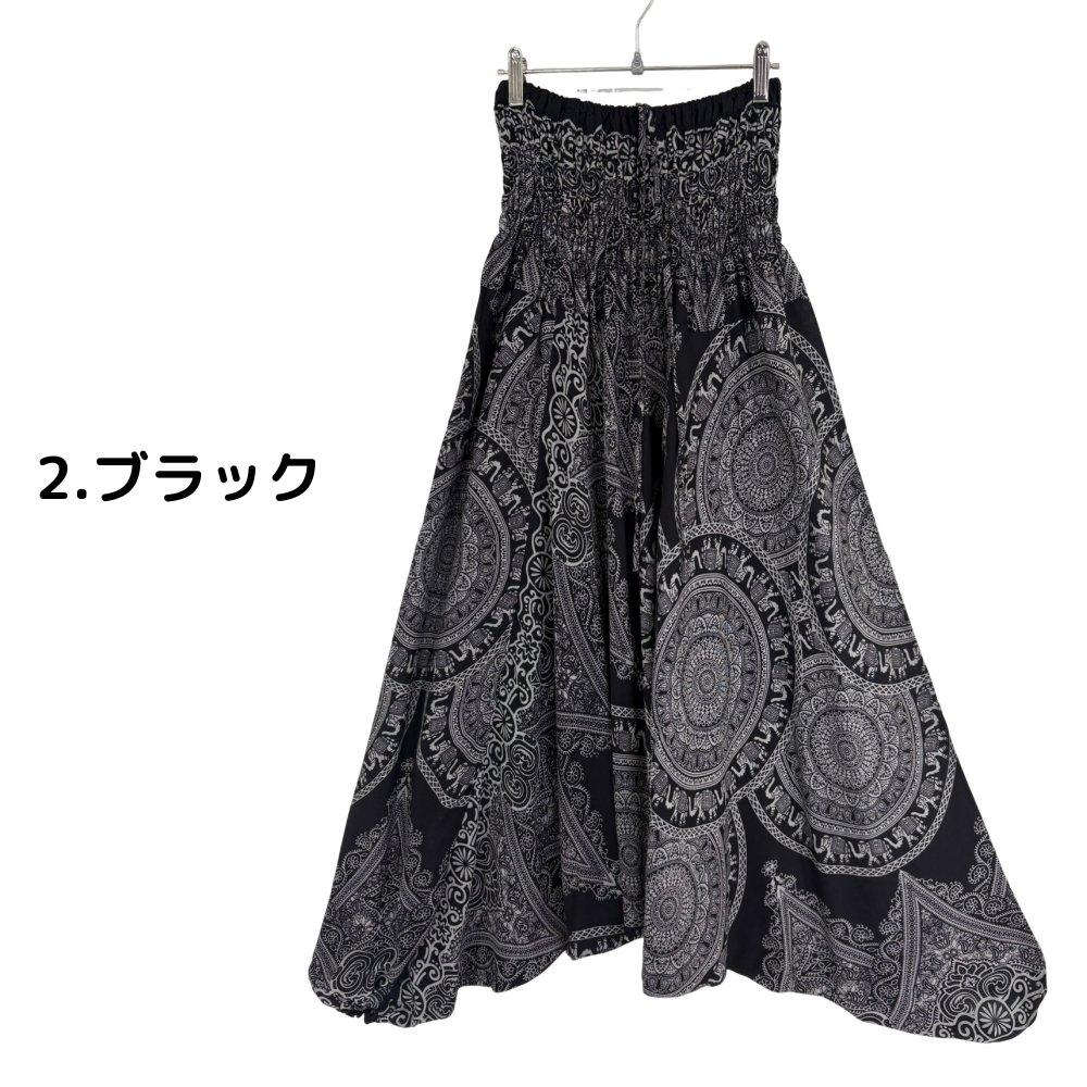 サルエルパンツ　タイパンツ　レーヨン　ヨガ　サロペット2Way　男女兼用　お部屋着　パジャマ　【920柄】　の画像