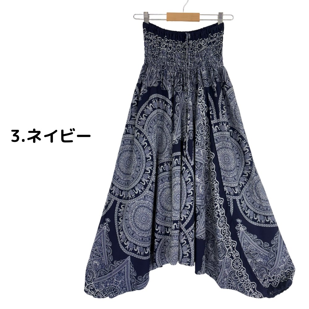 サルエルパンツ　タイパンツ　レーヨン　ヨガ　サロペット2Way　男女兼用　お部屋着　パジャマ　【920柄】　の画像