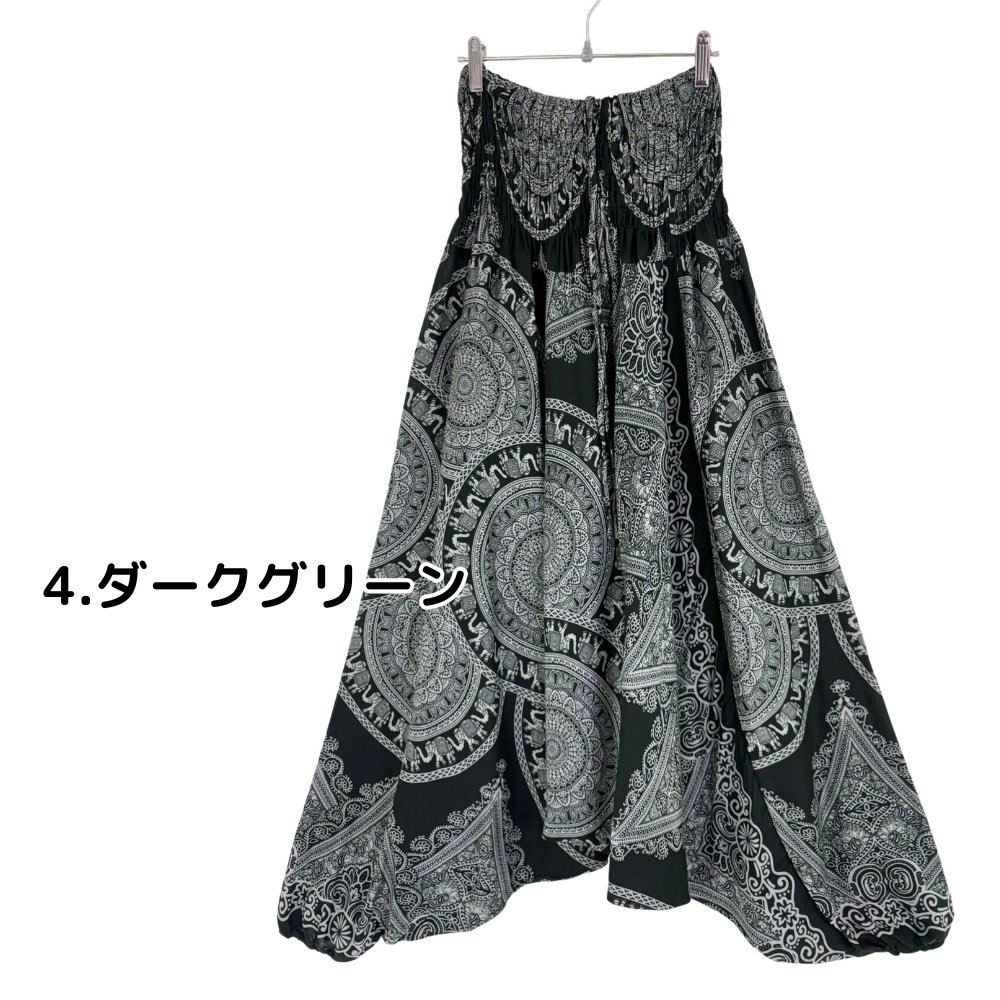 サルエルパンツ　タイパンツ　レーヨン　ヨガ　サロペット2Way　男女兼用　お部屋着　パジャマ　【920柄】　の画像