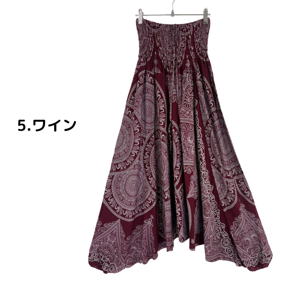 サルエルパンツ　タイパンツ　レーヨン　ヨガ　サロペット2Way　男女兼用　お部屋着　パジャマ　【920柄】　の画像