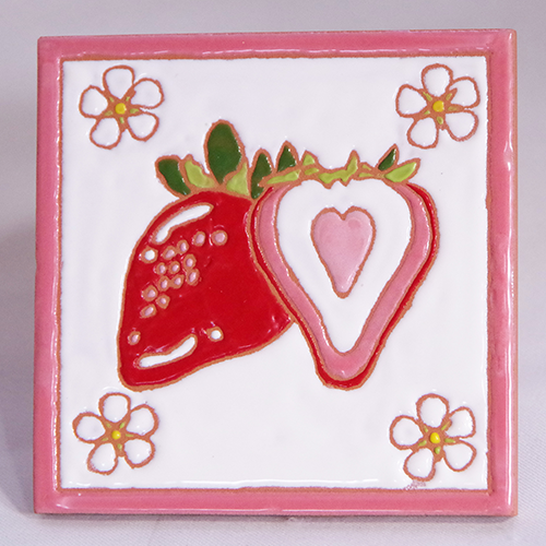 絵タイル100×100mm：「ストロベリー」、「レモン」各1枚の画像