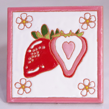 絵タイル100×100mm：「ストロベリー」、「レモン」各1枚の画像