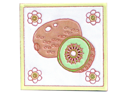 絵タイル「キュウイ」100×100mmの画像