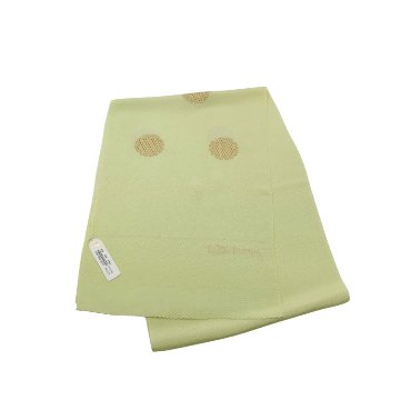 渡敬 帯揚げ 丹後ちりめん 若草色 金糸の雪輪文様 正装用 ＜即日発送可＞の画像