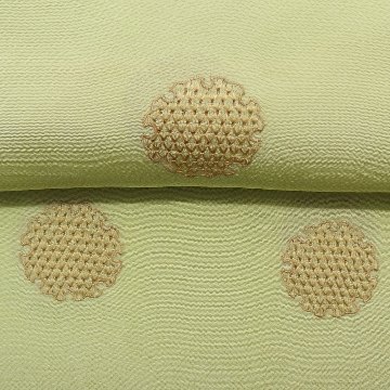 渡敬 帯揚げ 丹後ちりめん 若草色 金糸の雪輪文様 正装用 ＜即日発送可＞の画像