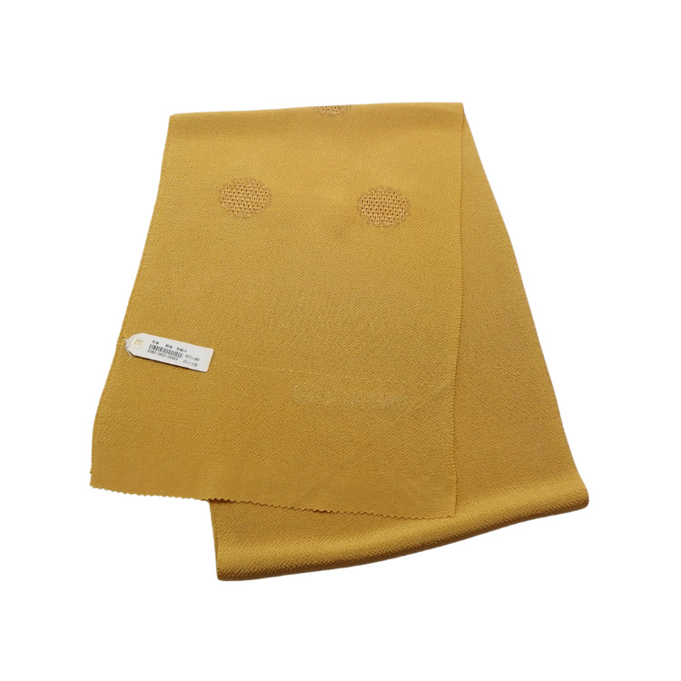 渡敬 帯揚げ 丹後ちりめん 山吹茶 金糸の雪輪文様 正装用 ＜即日発送可＞の画像