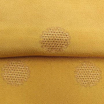 渡敬 帯揚げ 丹後ちりめん 山吹茶 金糸の雪輪文様 正装用 ＜即日発送可＞の画像