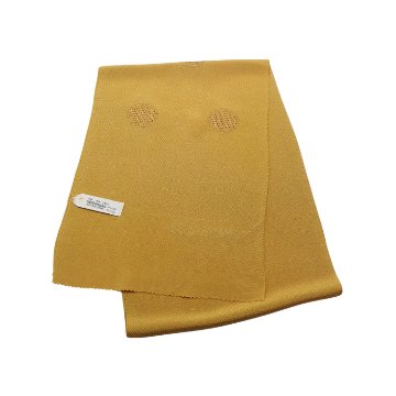 渡敬 帯揚げ 丹後ちりめん 山吹茶 金糸の雪輪文様 正装用 ＜即日発送可＞の画像