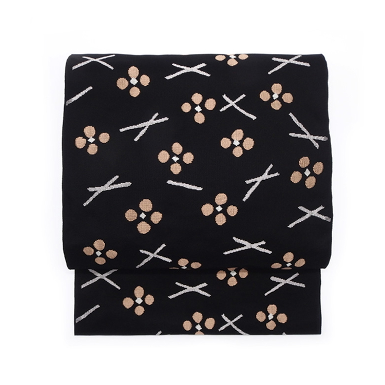 洛風林 「秀衡文（ひでひらもん）」九寸名古屋帯 黒＜お仕立て代込＞の画像