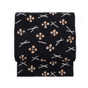 洛風林 「秀衡文（ひでひらもん）」九寸名古屋帯 黒＜お仕立て代込＞の画像