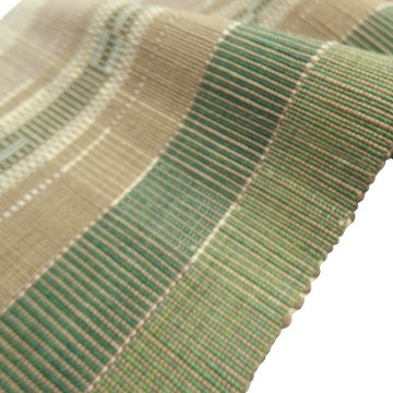 ＜お仕立て代込＞鈴木美緒 半幅帯「草木染・八重山ミンサー」 白茶に灰緑の画像