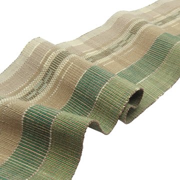 ＜お仕立て代込＞鈴木美緒 半幅帯「草木染・八重山ミンサー」 白茶に灰緑の画像