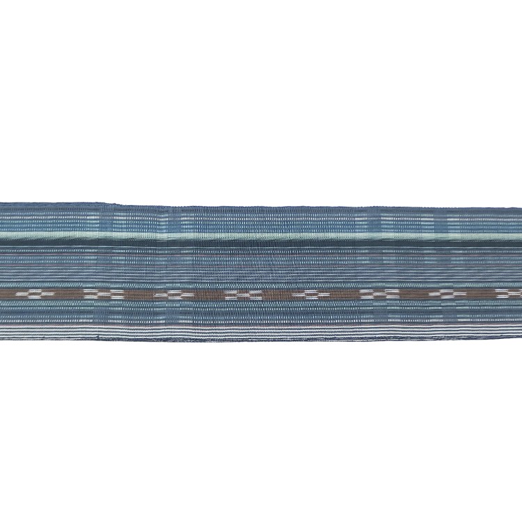 ＜お仕立て代込＞鈴木美緒 半幅帯「草木染・八重山ミンサー」 灰青に茶の画像