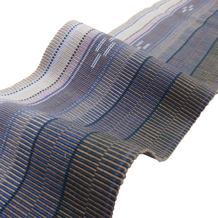 ＜お仕立て代込＞鈴木美緒 半幅帯「草木染・八重山ミンサー」 灰紫の画像