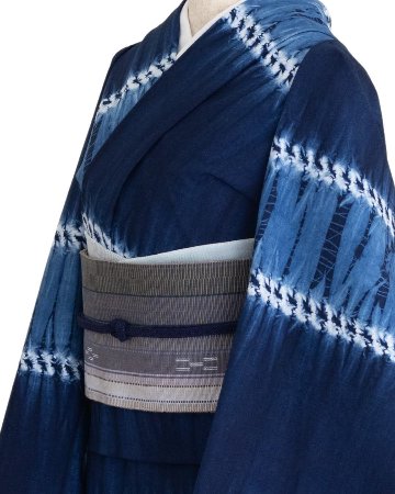 ＜お仕立て代込＞鈴木美緒 半幅帯「草木染・八重山ミンサー」 灰紫の画像