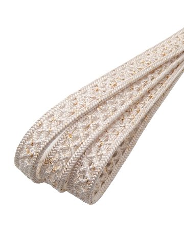 渡敬 夏帯締め 小桜レース銀散らし 胡粉色に金糸 ＜即日発送可＞の画像