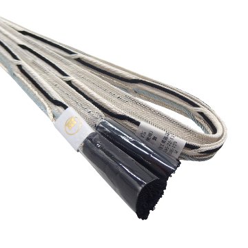 渡敬 夏帯締め 畝打亀甲レース撚房 白よごしに黒と水色と銀糸 ＜即日発送可＞の画像