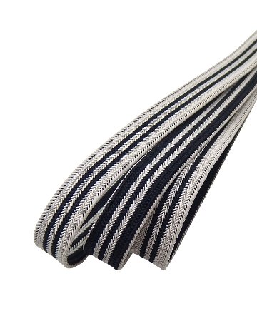 渡敬 夏帯締め 高麗レース縞撚房 昼夜 黒色と白よごし ＜即日発送可＞の画像